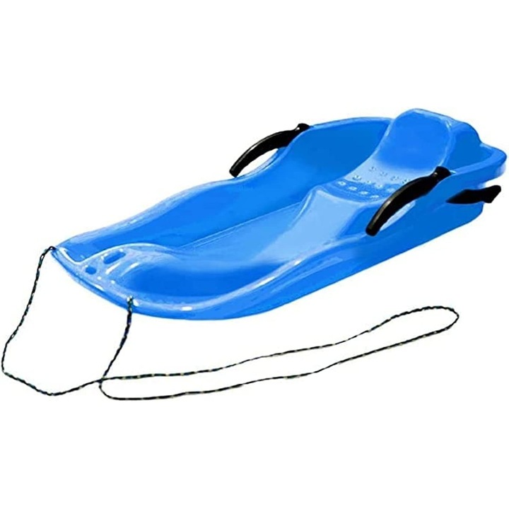 Sanie, din Plastic, +3 Ani, 87 x 40 x 17.5 cm, cu Frana si Franghie, pentru Adulti si Copii, Albastru