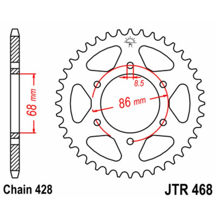 Pinion (foaie) spate JT Sprockets - JTR468, 46 dinti pentru BN125 Eliminator '98-