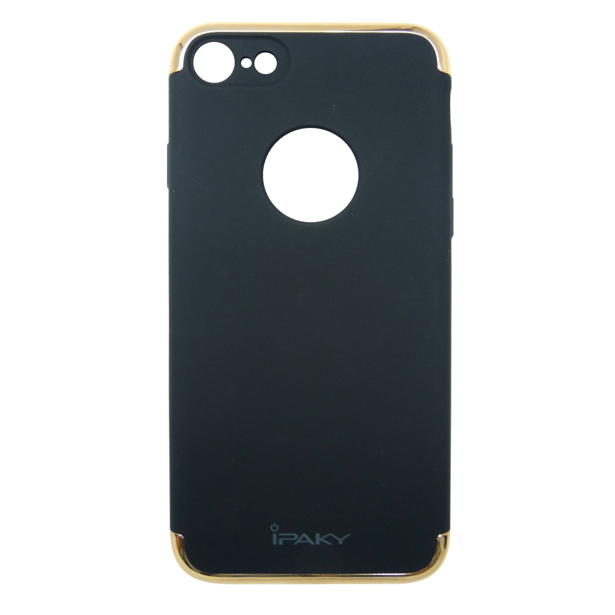 Husa tip capac spate iPaky negru + electroplacare aurie pentru Apple iPhone 7, 8