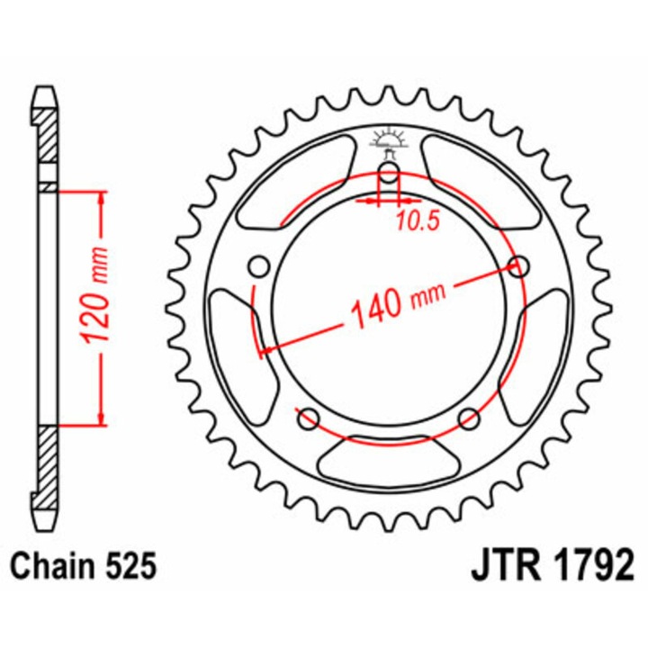 Pinion (foaie) spate JT Sprockets - JTR1792, 45 dinti pentru GSX-R600'01/750'06/Tri TT600
