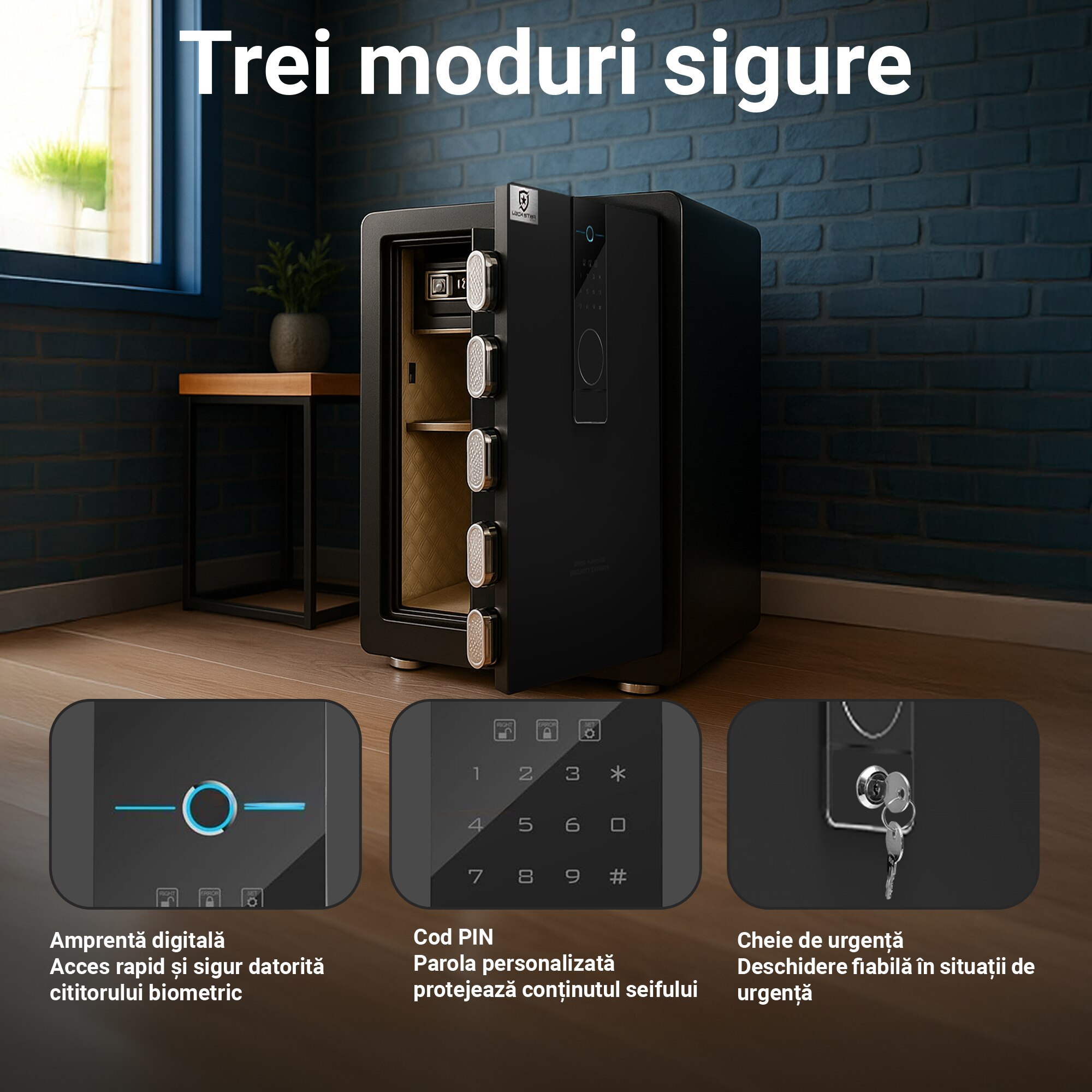 Seif electronic Extralink Lock Star XP-70 cu raft 76L pentru casa si ...