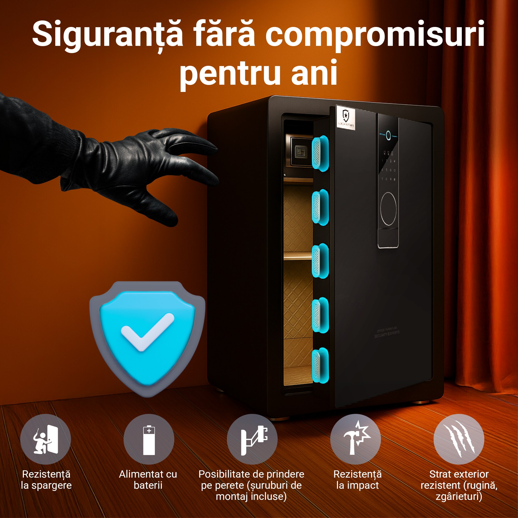Seif electronic Extralink Lock Star XP-70 cu raft 76L pentru casa si ...