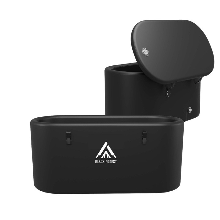 Cada pentru baie cu gheata pentru recuperare si crioterapie, Extralink Ice Bath, 160x85x65 cm, culoare neagra, ideala pentru imersiune la rece, sport si terapie de regenerare