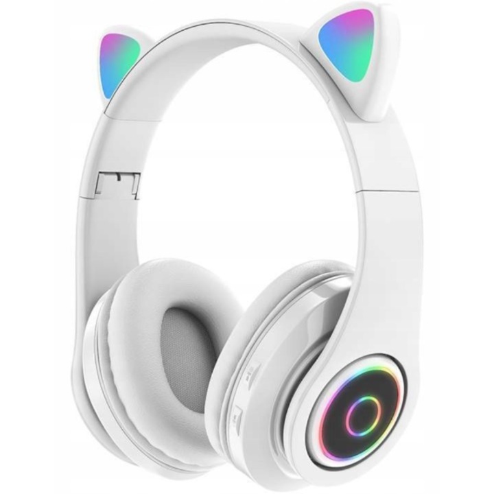 Casti Extralink cu Uschi de Pisica, Bluetooth, Iluminare LED Multicolor, Pliabile, 400mAh