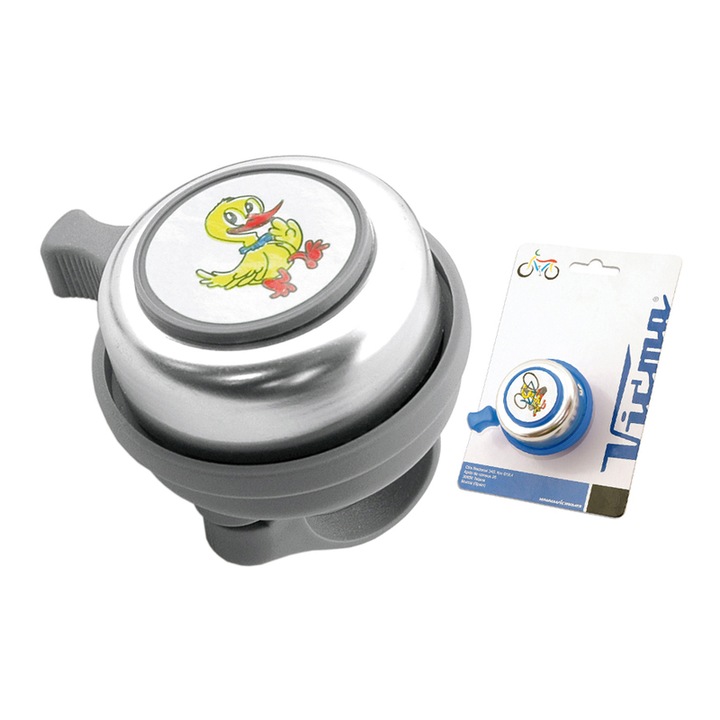 Sonerie bicicleta V BIKE 45mm, sunet Ring-Ring, argintie