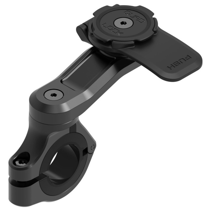 Suport telefon, Quad Lock, Pentru motor, Montare pe ghidon, Negru