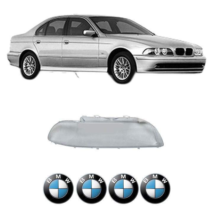 Sticla Far Dreapta BMW Seria 5 (E39) din 1996-2003, Auto, 4x Stickere auto cu BMW