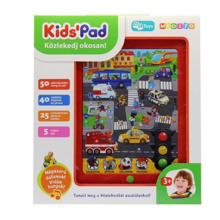 Tableta educativă Kozlekedj okosan, 3 ani, plastic, cutie inclusă