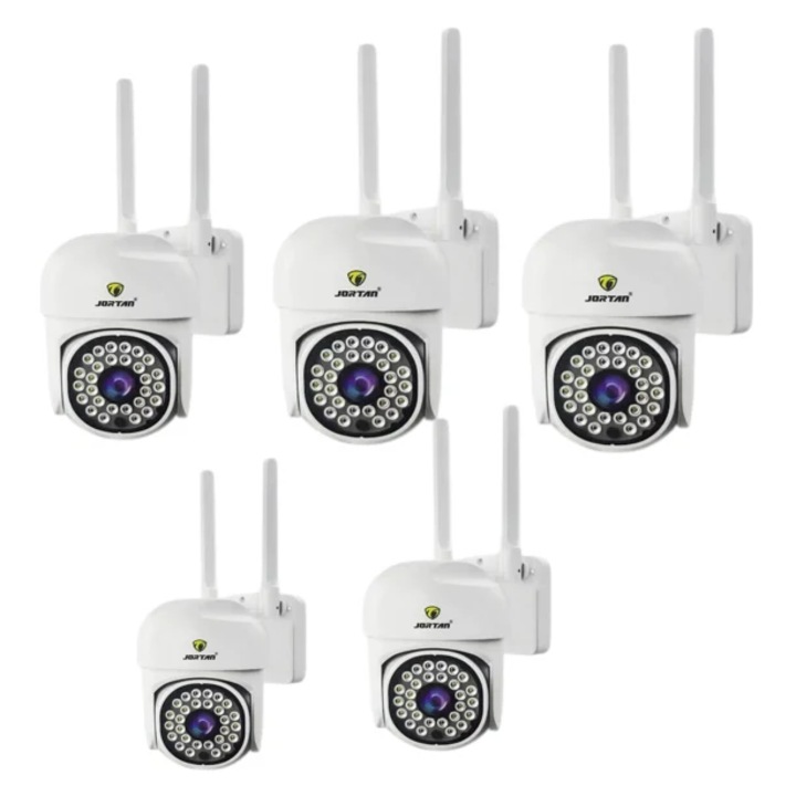Pachet 5 x Camera de Supraveghere Smart WIFI, 36 LED-uri, HD, IP66 + 5 Carduri Incluse