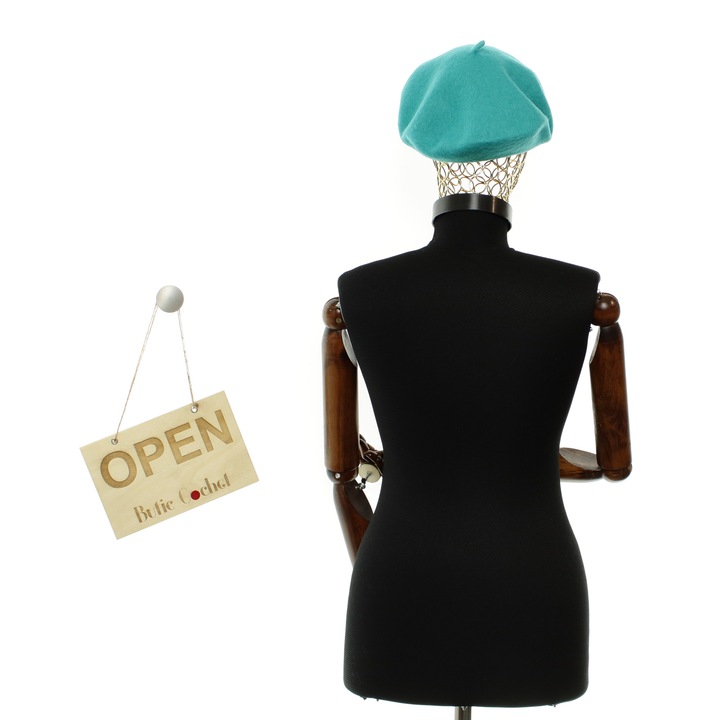 Bereta de dama, Buticcochet, din lana, one size, Turcoaz - BSC720