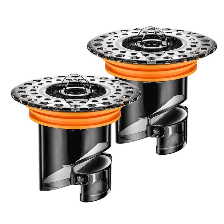 Filtru Antimiros Canalizare, Scurgeri pardoseala, Colector Par, Sifon chiuveta, ABS/ Siliconic, pentru Diametru 36-42 mm, 2 buc, Negru/Portocaliu