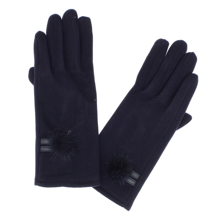 Manusi dama, de iarna, din material sintetic si bumbac, cu degete, one size, Bleumarin - MA359