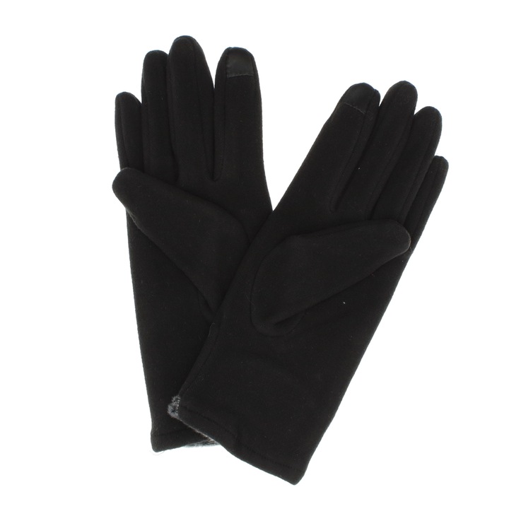 Manusi dama, de iarna, din material sintetic si bumbac, cu degete, one size, Negru - MA337