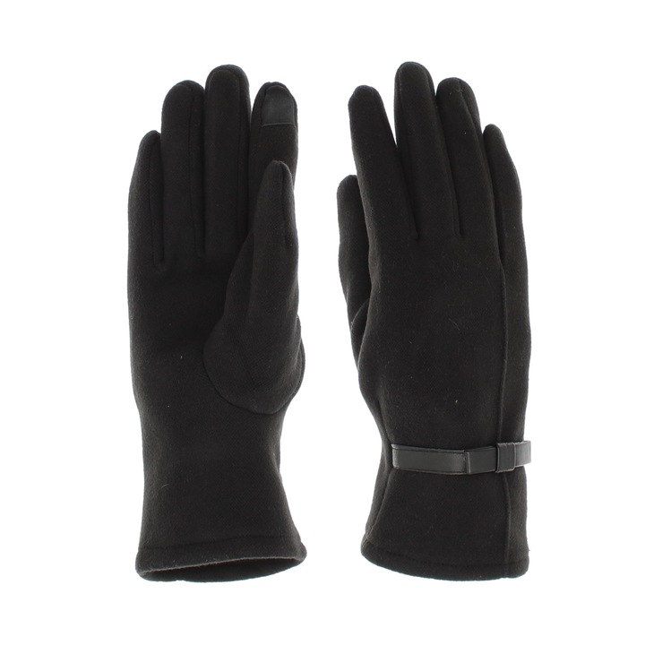 Manusi dama Buticcochet, iarna, cu degete, fundita, Negru, one size