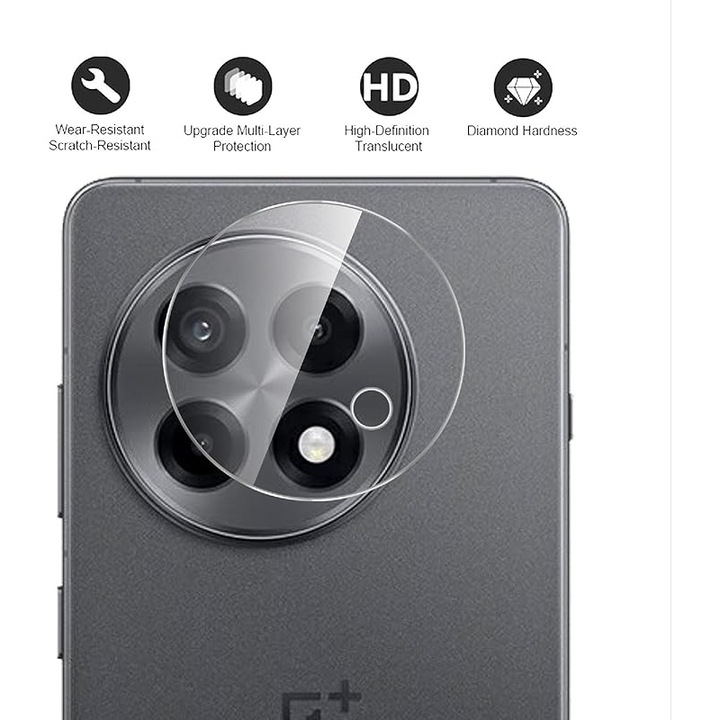 Комплект от 2 протектора за камера от закалено стъкло, прозрачни, 9H, съвместими с OnePlus 13R