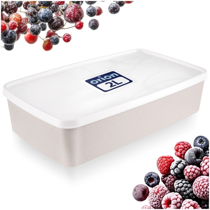 Recipient De Alimente, Orion, 2 L, 27x15.5x7 cm, Sticla, Fara Bpa, Potrivit Pentru Masina De Spalat Vase, Cuptor Cu Microunde Si Congelator, 1 Compartiment Principal, Bej