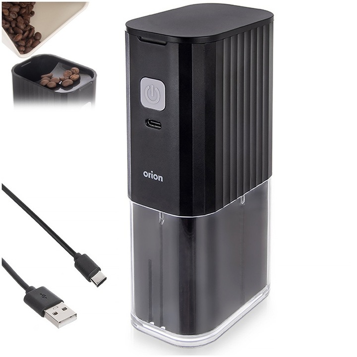 Macinator electric de cafea, Artemis, fara fir, negru, 8x5,5x16cm