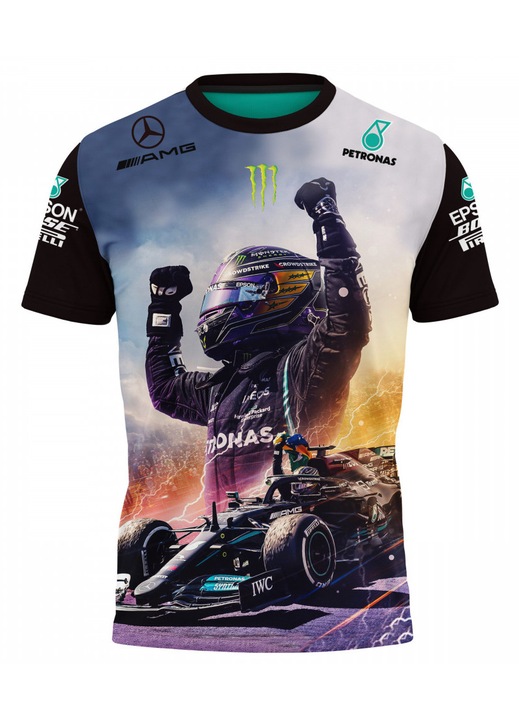 Férfi póló Lewis Hamilton F1 115.82, rövid ujjú, sokszínű