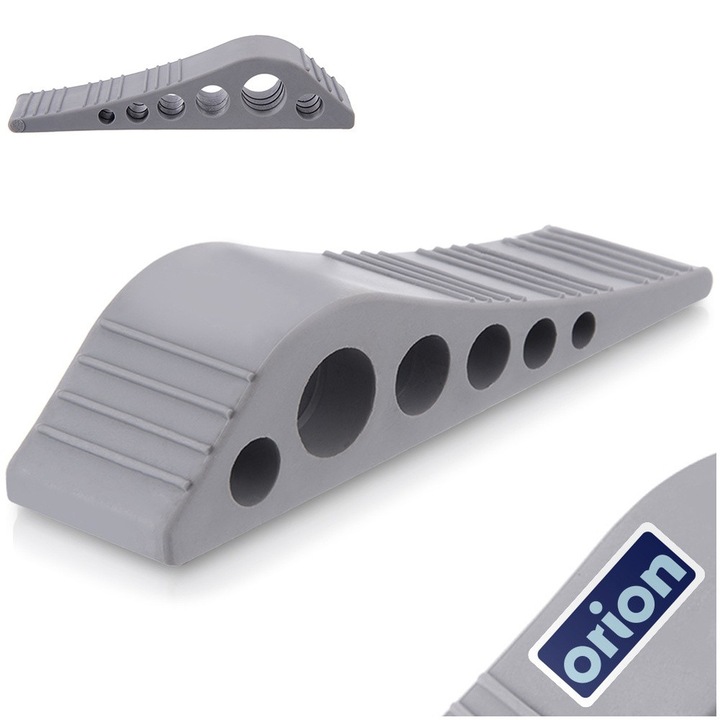 Stopper Pentru Usi, Orion, 12x3x2.5 cm, Fabricat Din Material Termoplastic, Elemente Din Cauciuc Pentru Protectia Usilor, Nu Necesita Montaj, Rezistent La Alunecare, Materiale De Inalta Calitate, Gri