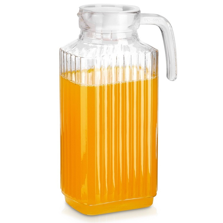 Carafa din sticla cu capac, Vilde, 1,8 l, 16x9x26 cm, transparent, pentru apa si sucuri