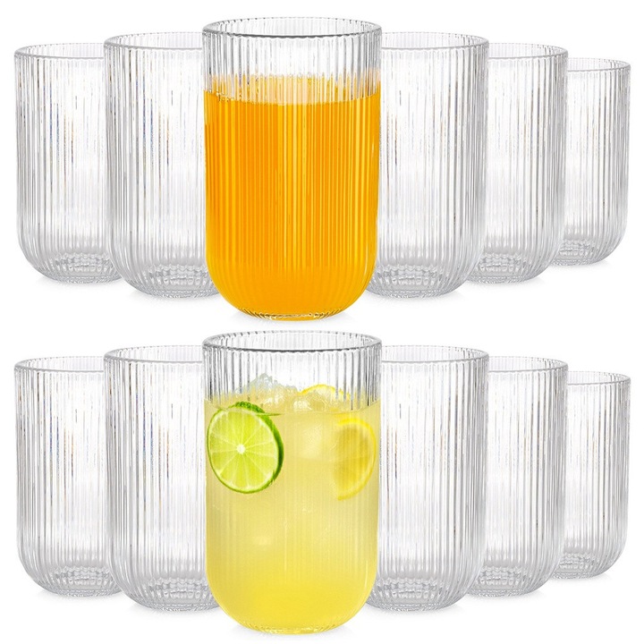 12 db-os pohárkészlet, Vilde, 400 ml, átlátszó, 12,5x8 cm