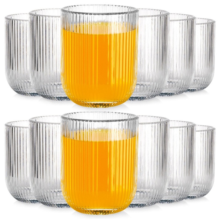 Set 12 pahare, Vilde, 250 ml, transparent, 9,5x7,5cm