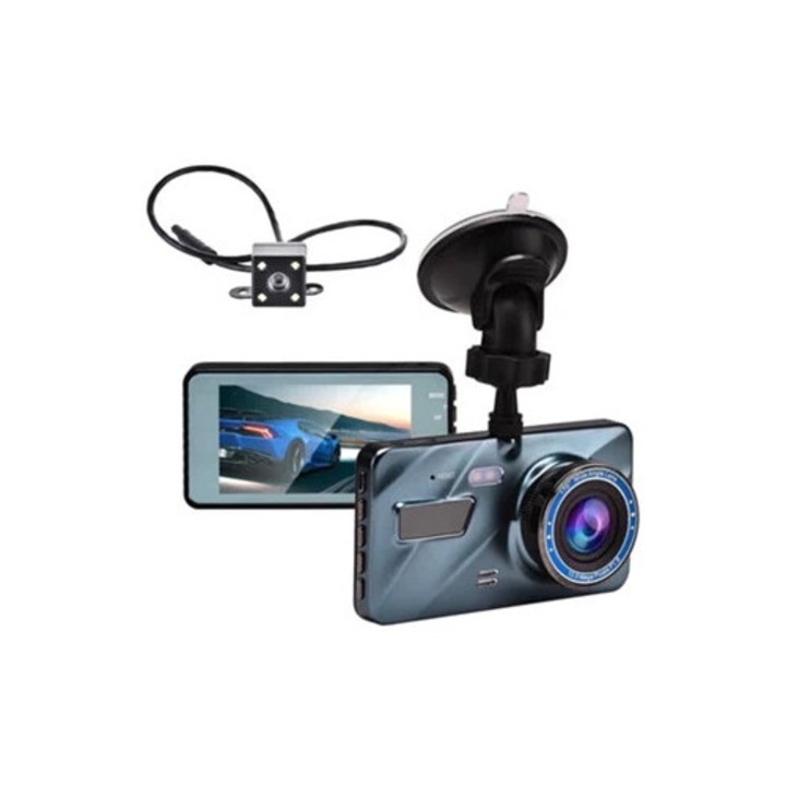 Camera auto DVR 3 in 1, Full HD, duala, cu card TF de 16G
