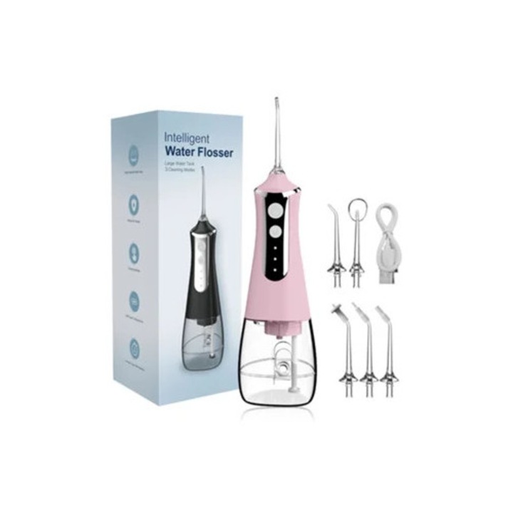 Szsmart L10 szájzuhany, 5 fúvóka, rózsaszín, 300ml