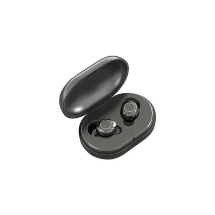 Aparat auditiv inteligent, reincarcabil USB, zgomot redus, negru