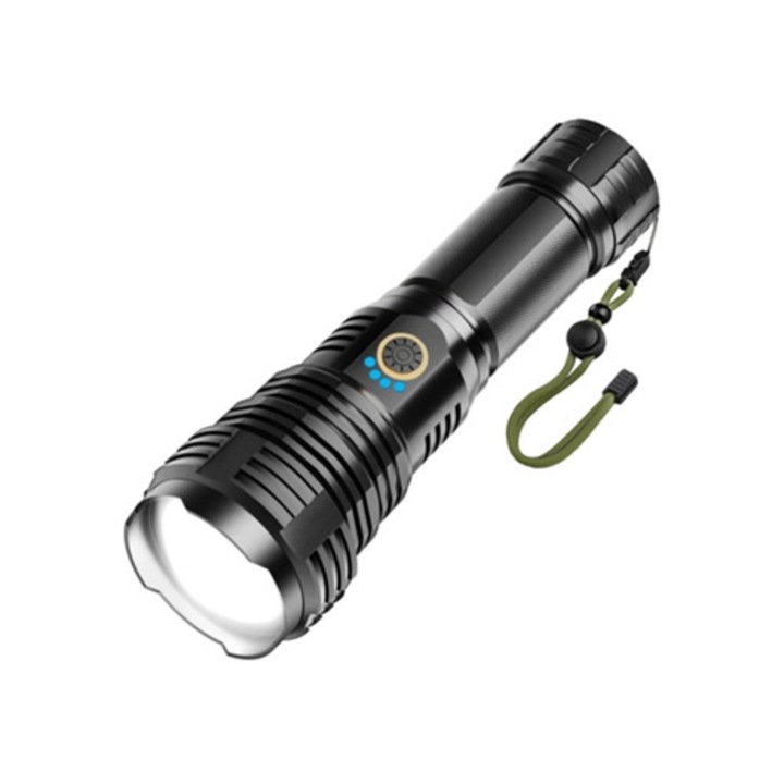 990000 lumenes, XHP70.2 tölthető taktikai zseblámpa, 5 mód, IPX7 vízálló