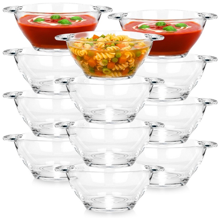 Set 12 boluri Vilde, sticla, 420 ml, 16,5x13x6 cm, transparent