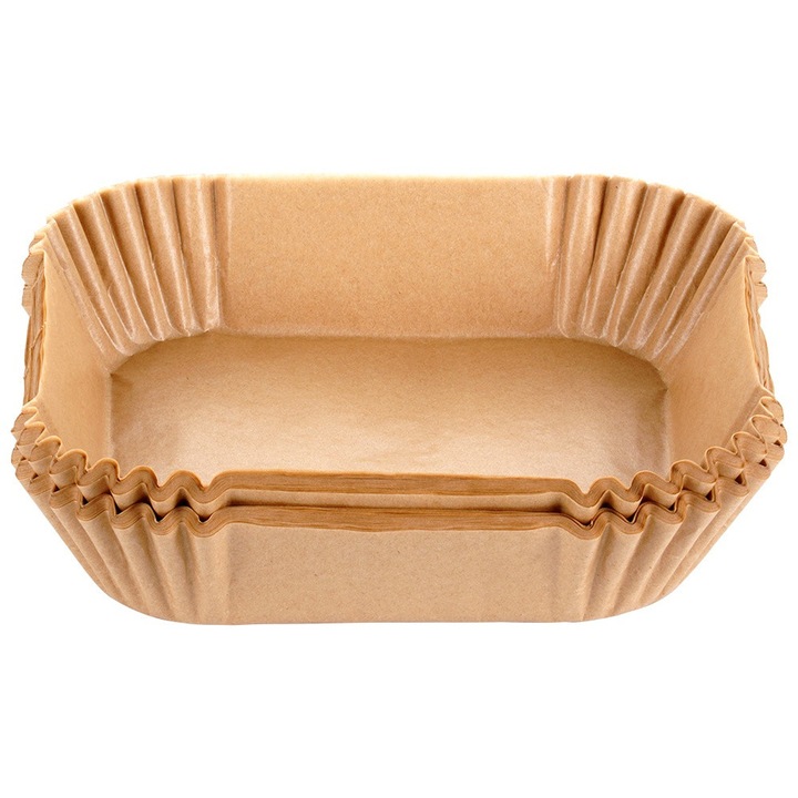 Set 100 Insertii pentru friteuza cu aer cald, Artemis, 19x19x4,5cm, Hartie, rezistente la ulei, maro