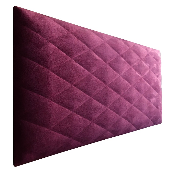 Panou 3D tapitat pentru perete si tavan, decorativ, izolator, autoadeziv, marime 60x30x2,5 cm, Mov