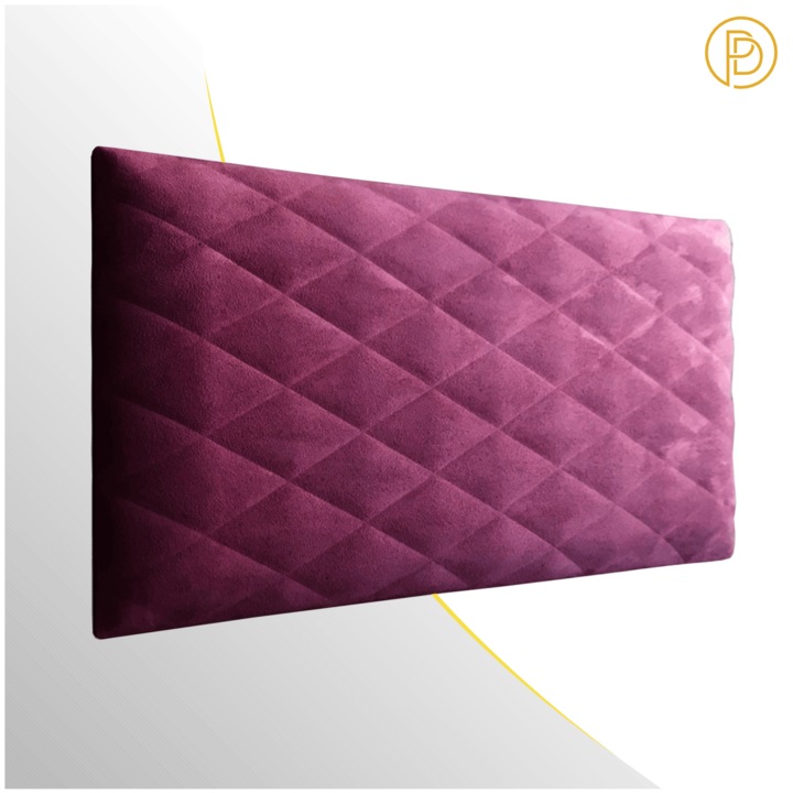 Panou 3D tapitat pentru perete si tavan, decorativ, izolator, autoadeziv, marime 60x30x2,5 cm, Mov