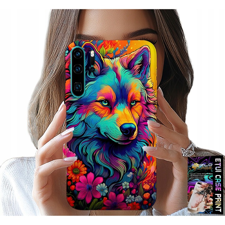 Tok Huawei P30 Pro-hoz, World Case, farkasfalka mintával, szilikon, színes