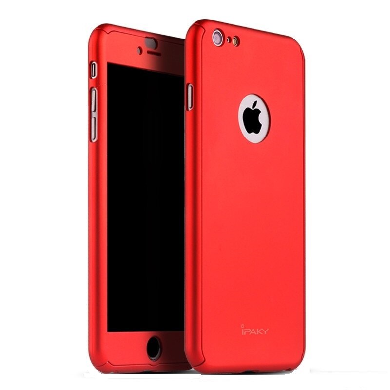 Husa de protectie pentru Apple iPhone 8, iPaky Pro Red Original Case, acoperire completa 360 grade cu folie de protectie gratis