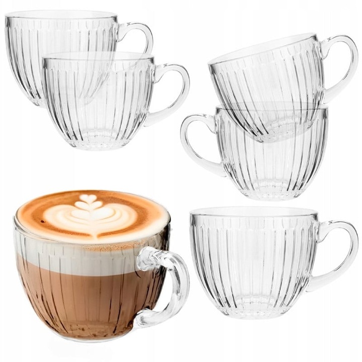 Set de 6 cesti mari de cafea si ceai Altom Venus, 460 ml, cu caneluri