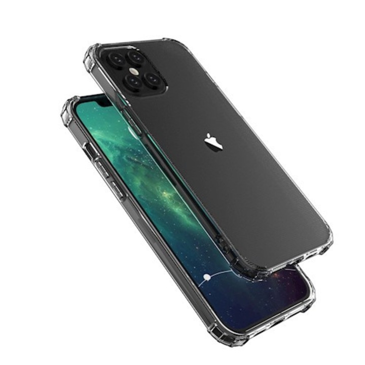 Husa silicon pentru iPhone 12 / 12 Pro, slim antisoc, transparenta