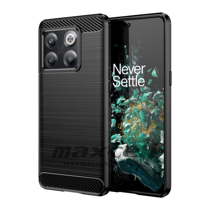 Калъф Brush за Oppo A59, TPU, Метален вид, Черен