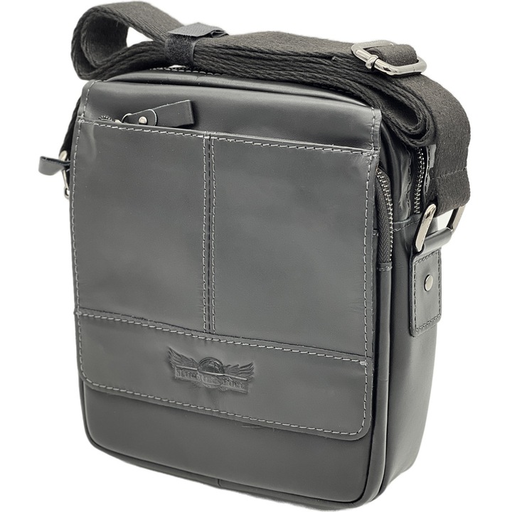 Borseta umar barbati Micutz, Colectia Manager Ruff Ryder, piele naturala Negru, 22x19x7cm