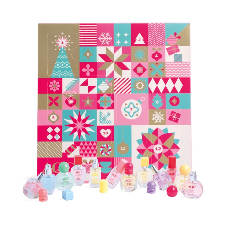 Calendar Advent AQC, 12 parfumuri diverse, Eau de Toilette, 15 ml fiecare