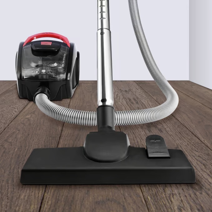 Aspirator fără sac Monzana ECO Power Green Edition, 900W, filtrare HEPA, Negru/Rosu, tub telescopic 88cm