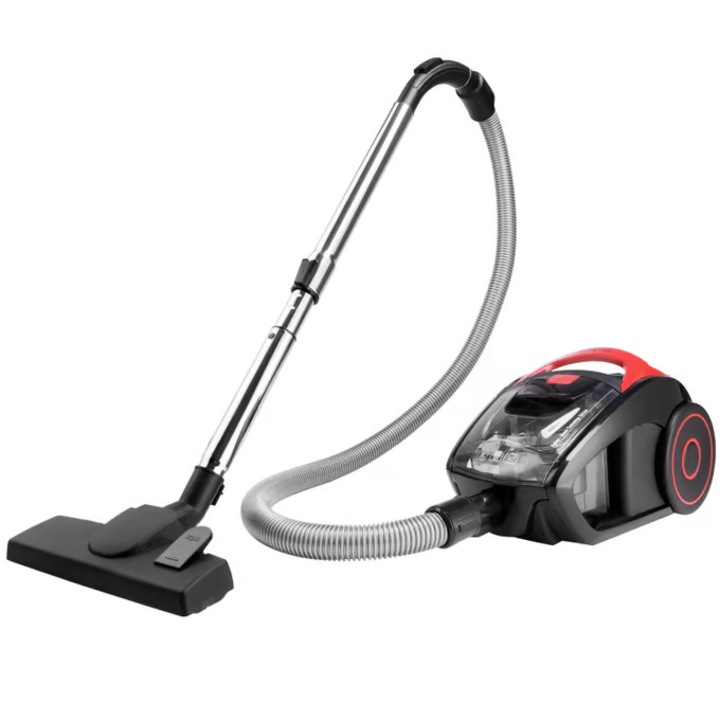 Aspirator fără sac Monzana ECO Power Green Edition, 900W, filtrare HEPA, Negru/Rosu, tub telescopic 88cm