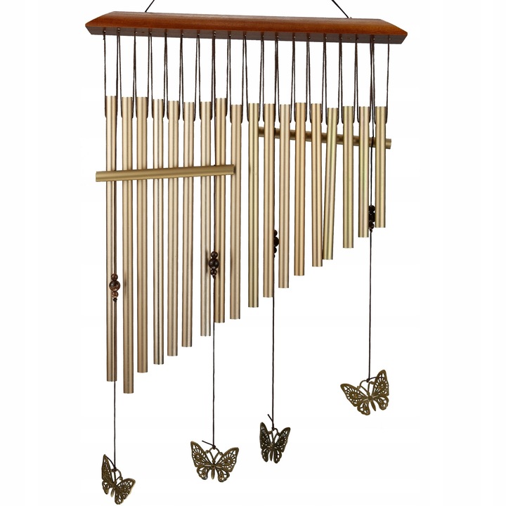 Вятърни камбанки MIVELIS, 18 тръби, дървен вид, 80 см, комплект за открито