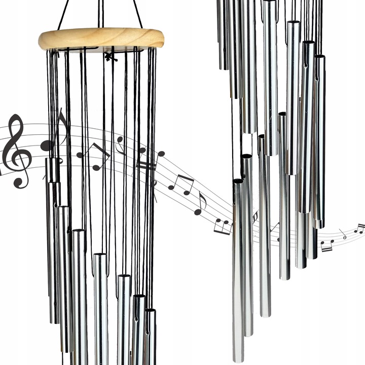 Clopotei de vant 70 cm, chimes, clopotei metalici de vant cu 6 tuburi pentru exterior