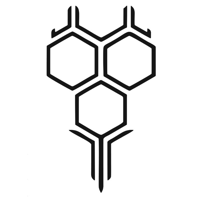 Sticker autocolant, decorativ, tip fagure de miere, pentru capota, 58x34cm, negru