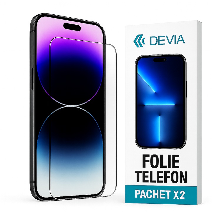 Set Фолио за дисплей предно, Пакет x2 Прозрачно фолио съвместимо с Oppo Find X3 Neo 5G, Full-Glue, Пълно покритие, защита на предния екран, Devia