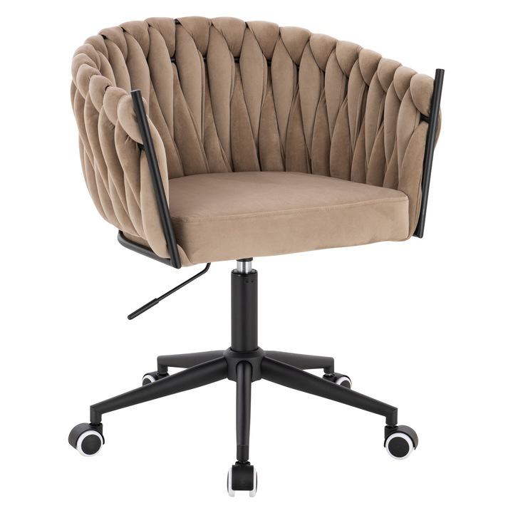 Scaun de birou, Votana, HR750K, Catifea, Baza Neagra, Latte