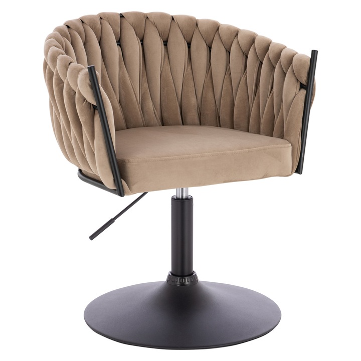 Scaun de birou, Votana, HR750N, Catifea, Baza Neagra, Latte