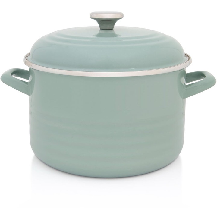 Oala cu capac Standard Metalac, email, 24cm, 6.75l, Verde pastel
